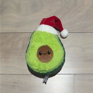 Avocado Stuffed Animal with Santa Hat